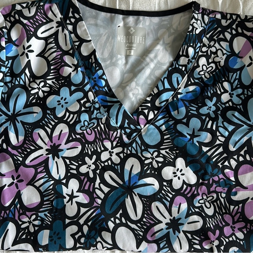 Printed scrub tops
